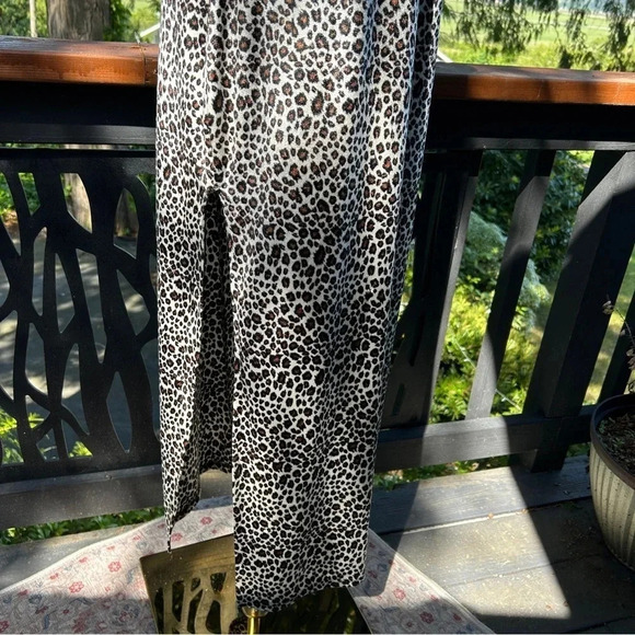 Vintage 90s Y2K Rockabilly Leopard Print Velvet Velour Long Strappy Maxi Dress L - Picture 5 of 6
